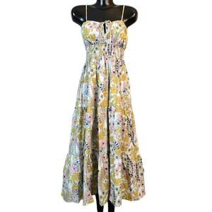 WAYF NWT Womens Midi Sundress sz M Vintage Flora NEW Tiered Cotton Boho Cottage